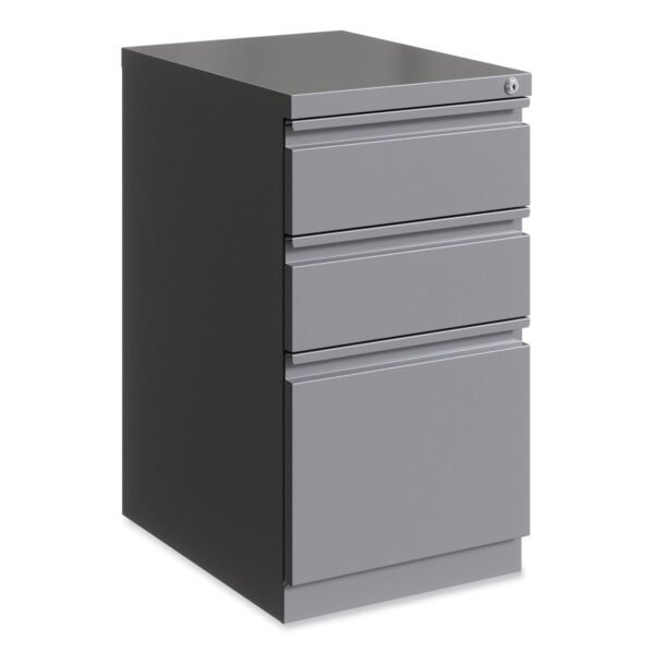 Hirsh Industries Full-Width Pull 20 Deep Mobile Pedestal File, 3-Drawer: Box/Box/File, Letter, Arctic Silver, 15 x 19.88 x 27.75 (24110)