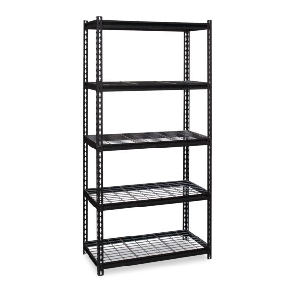 Hirsh Industries Iron Horse 2300 Wire Deck Shelving, Five-Shelf, 36w x 18d x 72h, Black (22130)