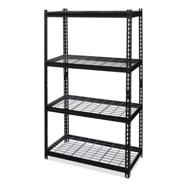 Hirsh Industries Iron Horse 2300 Wire Deck Shelving, Four-Shelf, 36w x 18d x 60h, Black (22129)