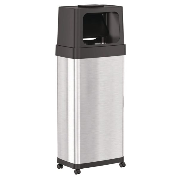 HLS Commercial Dual Push Door Trash Can, 24 gal, Stainless Steel, Silver/Black (HLS24DPO)