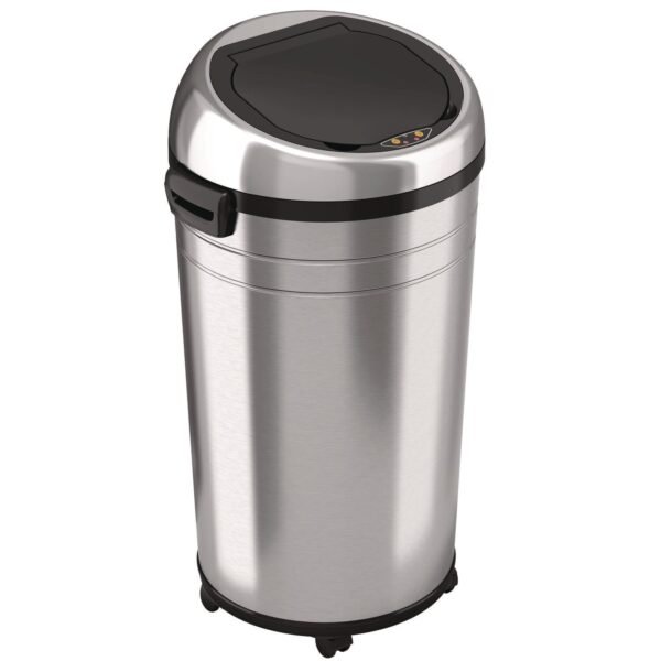 HLS Commercial Extra-Large Sensor Trash Can with Wheels, 23 gal, Plastic/Stainless Steel, Silver/Black (HLS23RC)