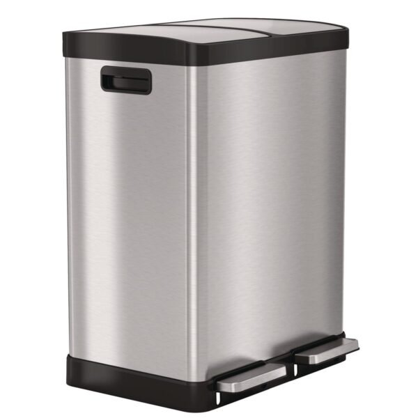 HLS Commercial Fire-Resistant Step Pedal Trash Can and Recycle Bin, 16 gal, Plastic/Stainless Steel, Silver (HLSS16RFR)