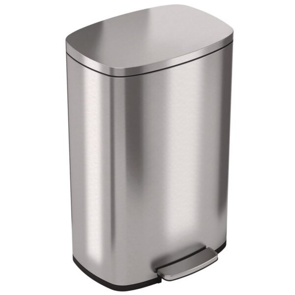 HLS Commercial Step Pedal Trash Can, 13 gal, Plastic/Stainless Steel, Silver (HLSS13R)