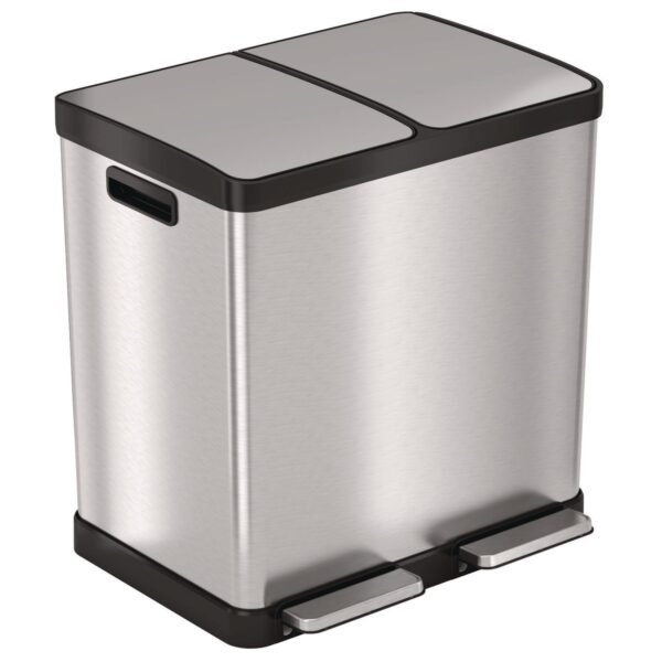 HLS Commercial Step Pedal Trash Can and Recycle Bin, 16 gal, Plastic/Stainless Steel, Silver (HLSS16R)