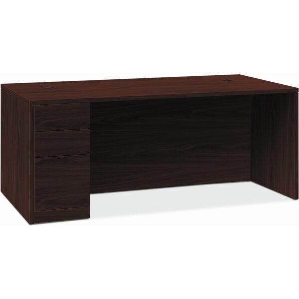 HON 10500 H105898L Pedestal Desk 29.5" Height x 66" Width x 36" Depth - 3 x Box, File Drawer(s)Left Side - Finish: Mahogany (105898LNN)