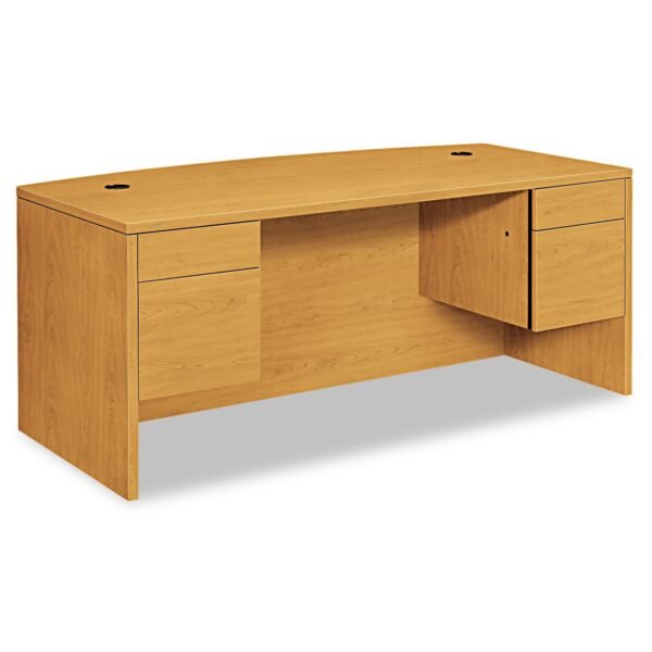 HON 10500 Series Bow Front Double Pedestal Desk, 72" x 36" x 29.5", Harvest (10595CC)