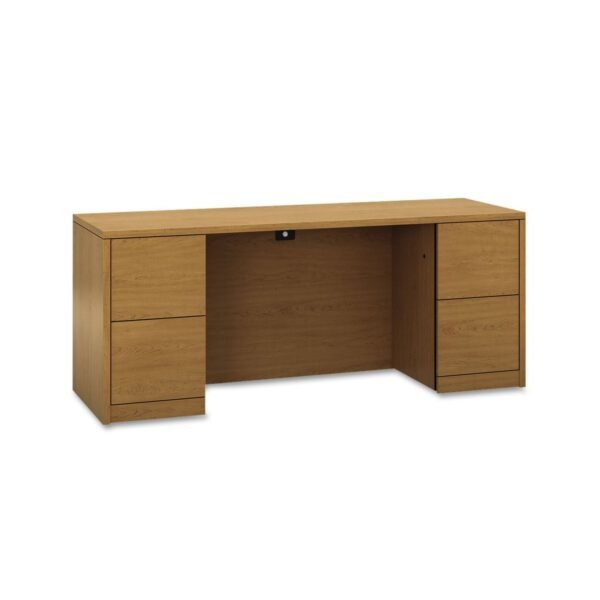HON 10500 Series Kneespace Credenza With Full-Height Pedestals, 72w x 24d x 29.5h, Harvest (105900CC)