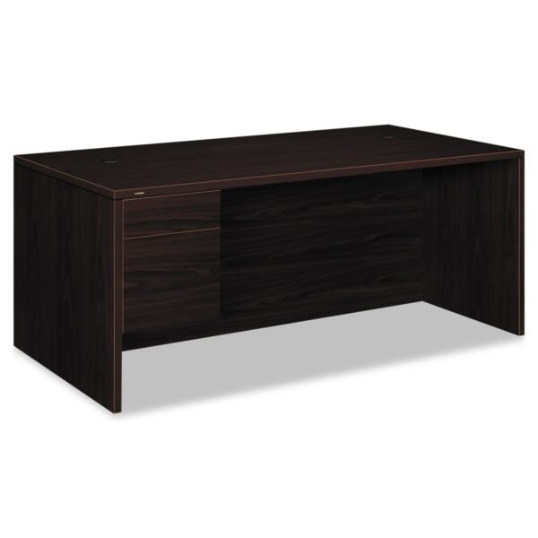 HON 10500 Series "L" Workstation Single Pedestal Desk with 3/4 Height Pedestal, 72" x 36" x 29.5", Mahogany 29.5" Height x 72" Width x 36" Depth - 2 x Box, File Drawer(s)Left...