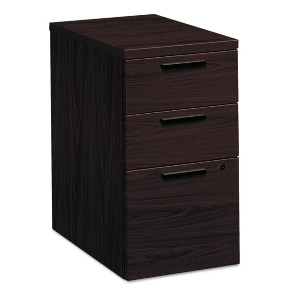 HON 10500 Series Mobile Pedestal File, Left or Right, 3-Drawers: Box/Box/File, Legal/Letter, Mahogany, 15.75" x 22.75" x 28" (105102NN)
