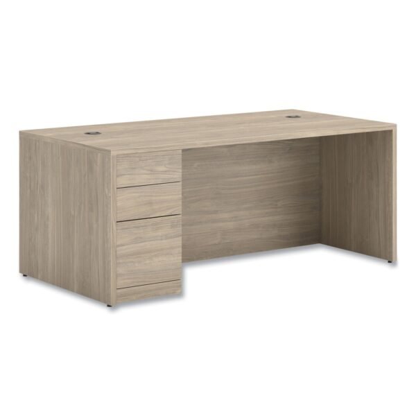 HON 10500 Series Single Full-Height Pedestal Desk, Left: Box/Box/File, 72" x 36" x 29.5", Kingswood Walnut (105896LLKI1)