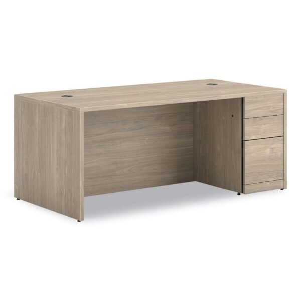 HON 10500 Series Single Full-Height Pedestal Desk, Right: Box/Box/File, 72" x 36" x 29.5", Kingswood Walnut (105895RLKI1)