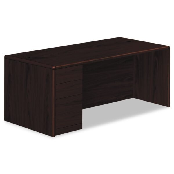 HON 10700 Series Single Pedestal Desk with Full-Height Pedestal on Left, 72" x 36" x 29.5", Mahogany 29.5" Height x 72" Width x 36" Depth - 2 x Box, File Drawer(s)Left Side -...