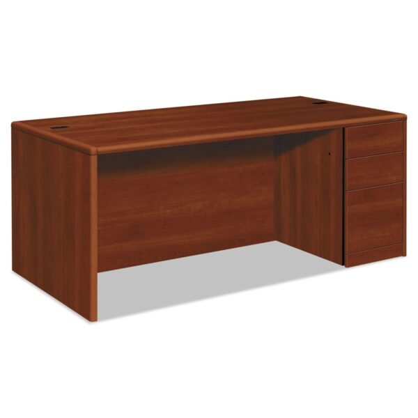 HON 10700 Series Single Pedestal Desk with Full-Height Pedestal on Right, 72" x 36" x 29.5", Cognac (10787RCO)