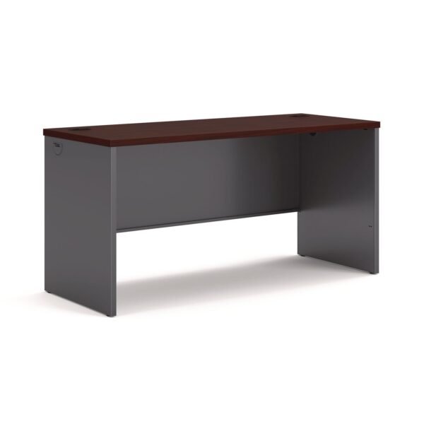 HON 38000 Series Desk Shell, 60w x 24d x 29.5h, Mahogany/Charcoal (38922NS)