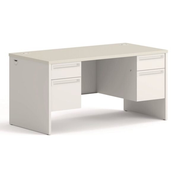 HON 38000 Series Double Pedestal Desk, 60" x 30" x 30", Light Gray/Silver (38155B9Q)