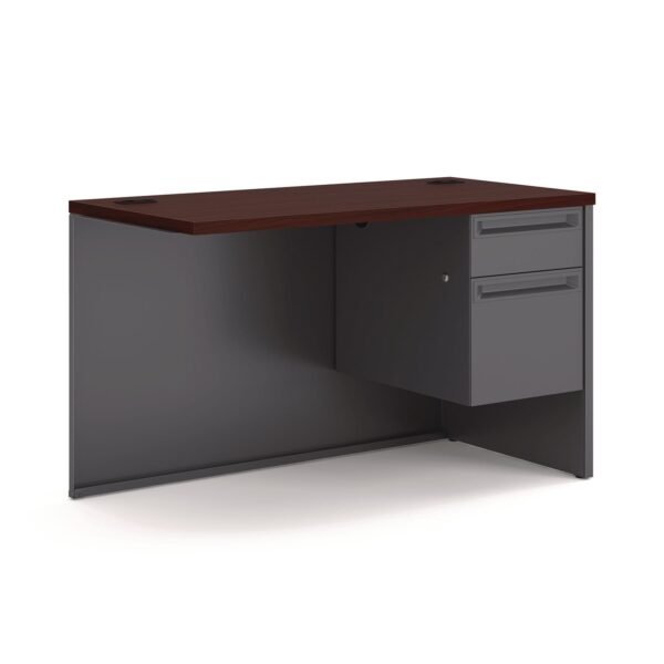 HON 38000 Series Flush Return, Right, 48w x 24d x 29.5h, Mahogany/Charcoal (38215RNS)
