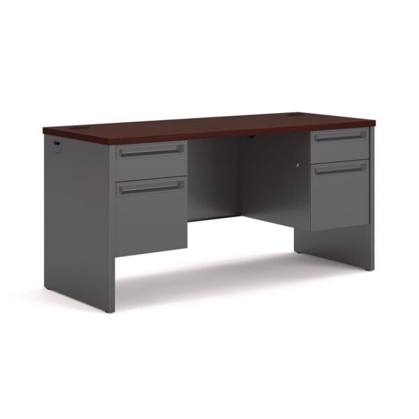 HON 38000 Series Kneespace Credenza, 60w x 24d x 29.5h, Mahogany/Charcoal (38852NS)