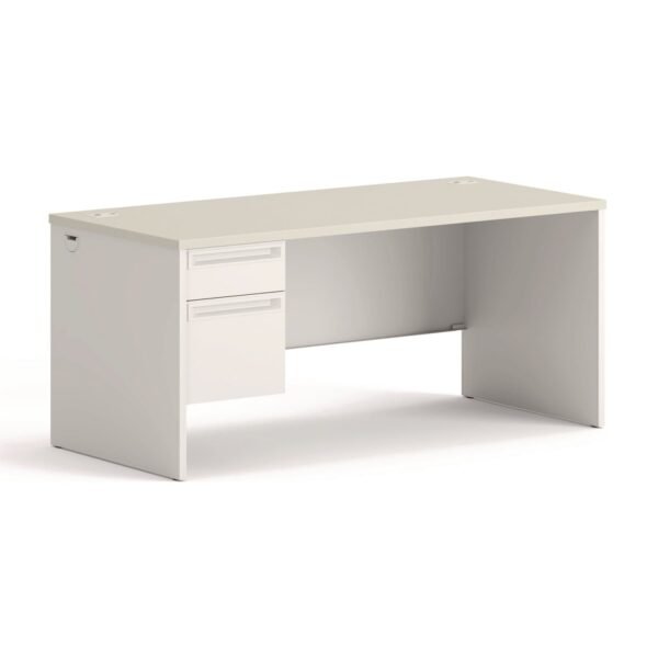 HON 38000 Series Left Pedestal Desk, 66" x 30" x 30", Light Gray/Silver (38292LB9Q)