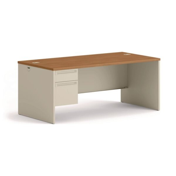 HON 38000 Series Left Pedestal Desk, 72" x 36" x 29.5", Harvest/Putty (38294LCL)