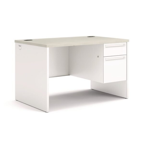 HON 38000 Series Right Pedestal Desk, 48" x 30" x 30", Light Gray/Silver (38251B9Q)