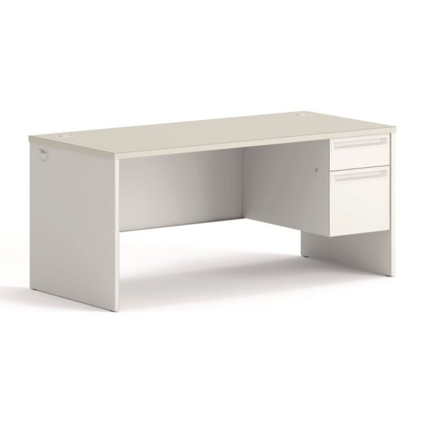 HON 38000 Series Right Pedestal Desk, 66" x 30" x 30", Light Gray/Silver (38291RB9Q)