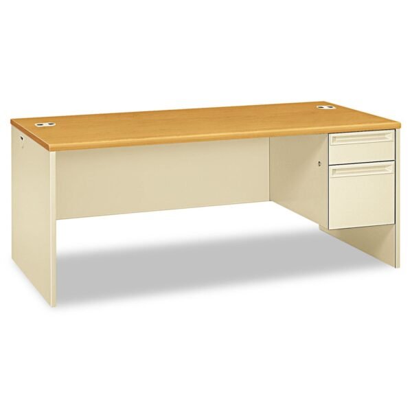 HON 38000 Series Right Pedestal Desk, 72" x 36" x 29.5", Harvest/Putty (38293RCL)