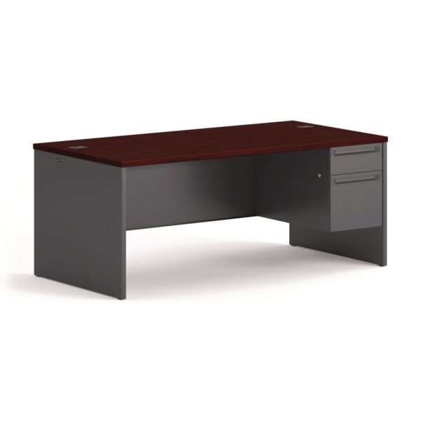 HON 38000 Series Right Pedestal Desk, 72" x 36" x 29.5", Mahogany/Charcoal (38293RNS)