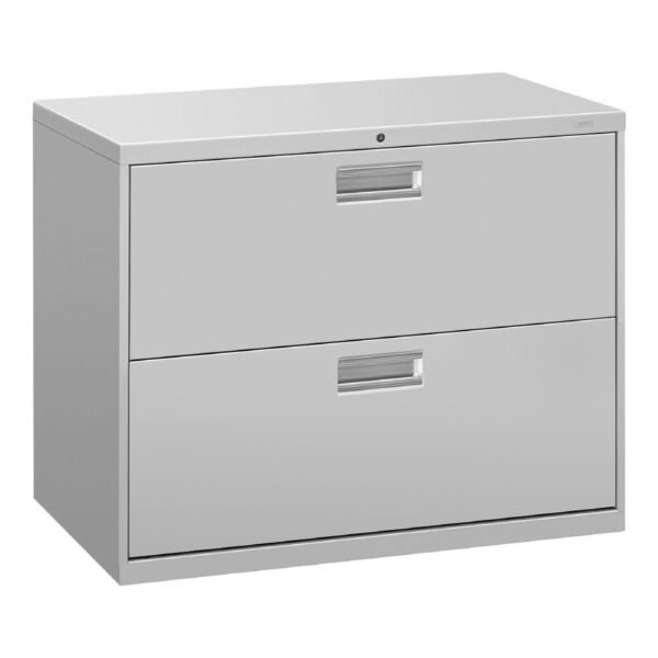 HON Brigade 600 Series Lateral File, 2 Legal/Letter-Size File Drawers, Light Gray, 36" x 18" x 28" (682LQ)