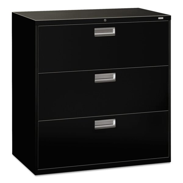 HON Brigade 600 Series Lateral File, 3 Legal/Letter-Size File Drawers, Black, 42" x 18" x 39.13" (693LP)