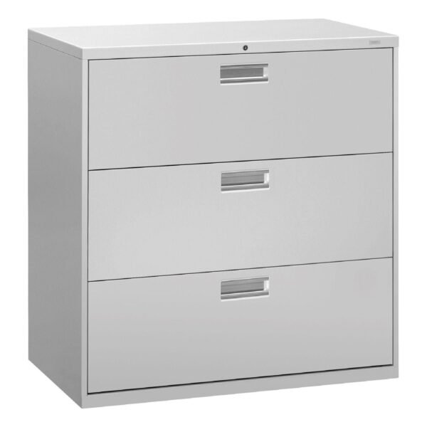 HON Brigade 600 Series Lateral File, 3 Legal/Letter-Size File Drawers, Light Gray, 42" x 18" x 39.13" (693LQ)