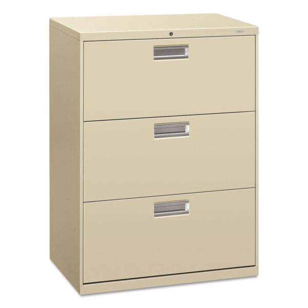 HON Brigade 600 Series Lateral File, 3 Legal/Letter-Size File Drawers, Putty, 30" x 18" x 39.13" (673LL)