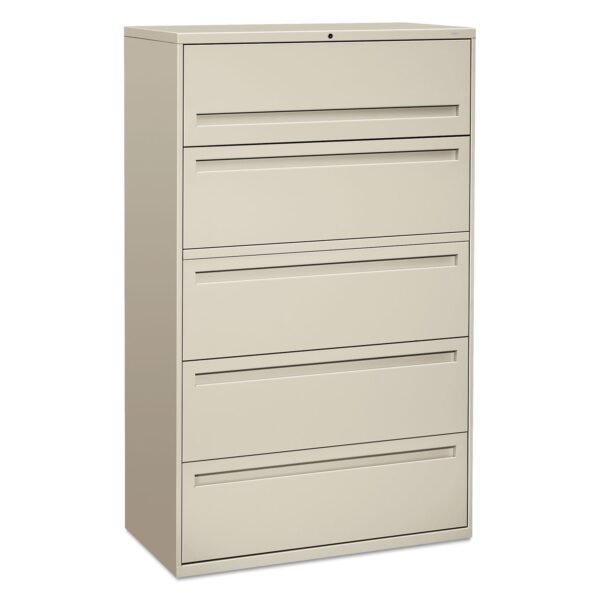 HON Brigade 700 Series Lateral File, 4 Legal/Letter-Size File Drawers, 1 File Shelf, 1 Post Shelf, Light Gray, 42" x 18" x 64.25" (795LQ)