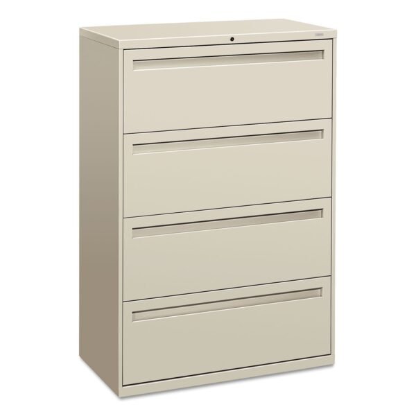 HON Brigade 700 Series Lateral File, 4 Legal/Letter-Size File Drawers, Light Gray, 36" x 18" x 52.5" (784LQ)