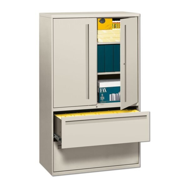 HON Brigade 700 Series Lateral File, Three-Shelf Enclosed Storage, 2 Legal/Letter-Size File Drawers, Gray, 42" x 18" x 64.25" (795LSQ)