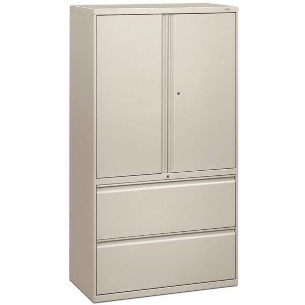 HON Brigade 800 H885LS Lateral File 64.3" Height x 36" Width x 18" Depth - 2 - 3 Shelve(s) - Finish: Light Gray - Storage Cabinet, Radius Pull, Lockable, Glide, Removable Lock,...