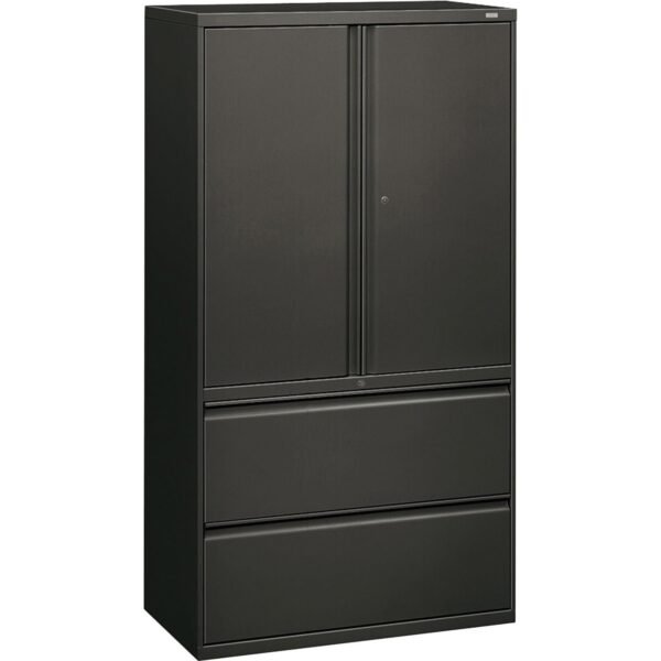 HON Brigade 800 H885LS Lateral File 64.3" Height x 36" Width x 18" Depth - 2 - 3 Shelve(s) - Finish: Charcoal - Storage Cabinet, Radius Pull, Lockable, Glide, Removable Lock,...
