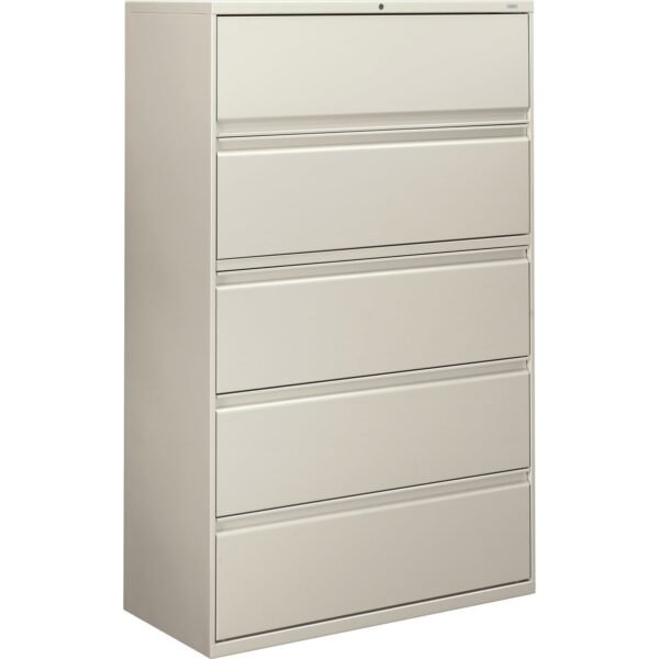 HON Brigade 800 H895 Lateral File 64.3" Height x 42" Width x 18" Depth - 5 - Finish: Light Gray - Radius Pull, Lockable, Glide, Removable Lock, Heavy Duty - For File Storage,...