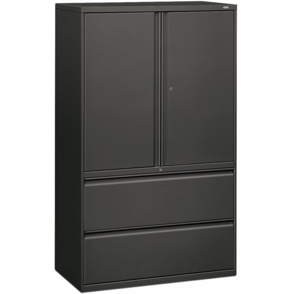 HON Brigade 800 H895LS Lateral File 64.3" Height x 42" Width x 18" Depth - 2 - 3 Shelve(s) - Finish: Charcoal - Radius Pull, Lockable, Glide, Removable Lock, Adjustable Shelf,...