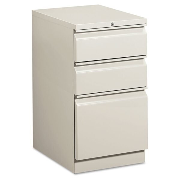 HON Brigade Mobile Pedestal with Pencil Tray Insert, Left/Right, 3-Drawers: Box/Box/File, Letter, Light Gray, 15" x 19.88" x 28" (33720RQ)
