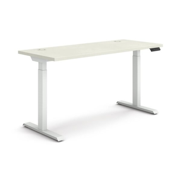 HON Coordinate Height Adjustable Desk Bundle 2-Stage, 58" x 22" x 27.75" to 47", Silver Mesh/Designer White (HAT2SMDW2258)