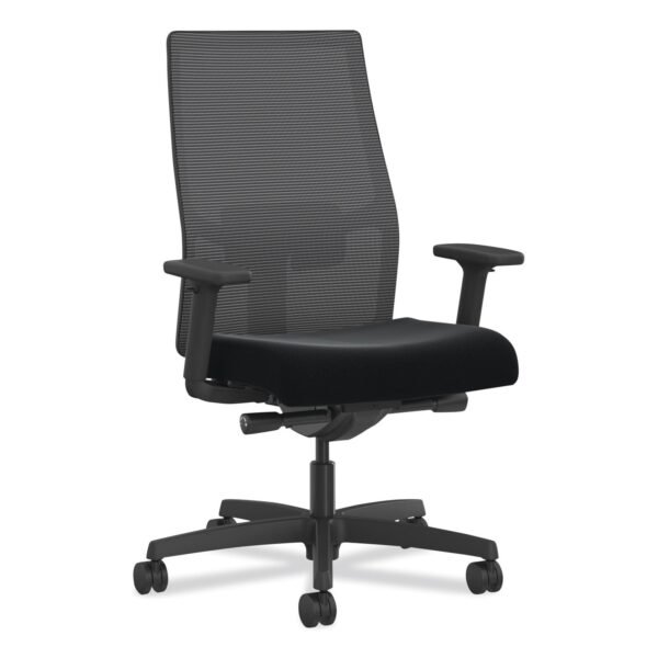 HON Ignition 2.0 4-Way Stretch Mid-Back Task Chair, Green Adjustable Lumbar Support, Black Seat, Black Back, Black Base (I2MM2AMC10KT)