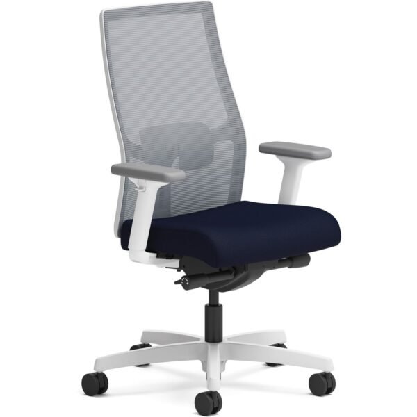 HON Ignition Mid-back Task Chair Navy Seat Color - Fabric Seat Material - Fog Back Color - Mesh Back Material - Designer White Frame Color - Mid Back - Armrest - 1 Each...