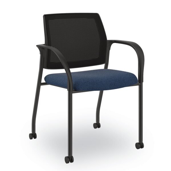 HON Ignition Series Guest Chair with Arms, 25" x 21.75" x 33.5", Navy Seat, Black Back, Black Base (IS107IMAPX13)