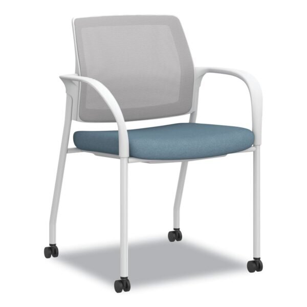 HON Ignition Series Mesh Back Mobile Stacking Chair, Fabric Seat, 25 x 21.75 x 33.5, Carolina/Fog/White (I2S6FHFL21K7)