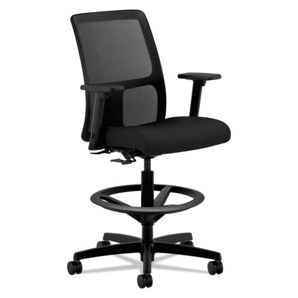 HON Ignition Series Mesh Low-Back Task Stool, Supports Up to 300 lb, 24" to 33" Seat Height, Black (IT108CU10)