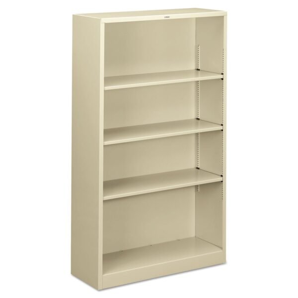 HON Metal Bookcase, Four-Shelf, 34.5w x 12.63d x 59h, Putty (S60ABCL)
