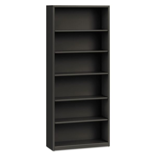 HON Metal Bookcase, Six-Shelf, 34.5w x 12.63d x 81.13h, Charcoal (S82ABCS)
