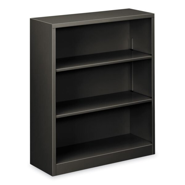 HON Metal Bookcase, Three-Shelf, 34.5w x 12.63d x 41h, Charcoal (S42ABCS)