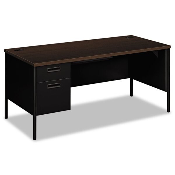 HON Metro Classic Series Left Pedestal "L" Workstation Desk, 66" x 30" x 29.5", Mocha/Black (P3266LMOP)