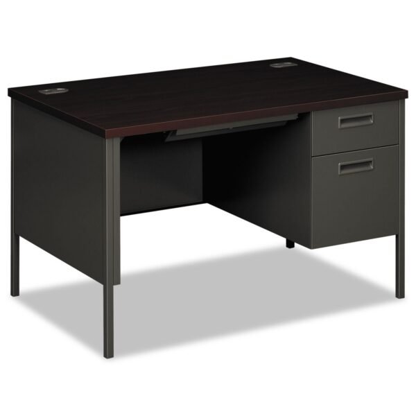 HON Metro Classic Series Right Pedestal Desk, 48" x 30" x 29.5", Mahogany/Charcoal (P3251RNS)
